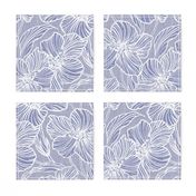 large hibiscus in light navy on linen