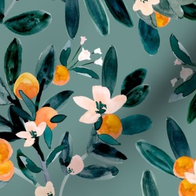 clementine sprigs-lt teal