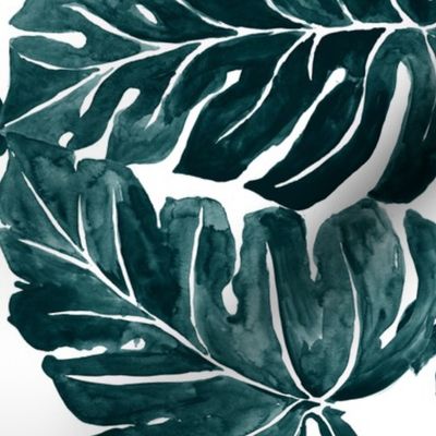 Jungle Monstera-Leaves_Teal