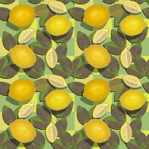 Lemons on Lime Checkered//Retro Fruit Obsession//Kim Marshall