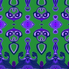 HP3- Hovering Alien  Puppies in Violet Blue on Emerald Green