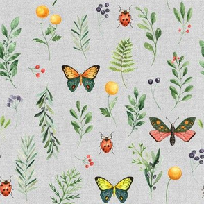 Butterfly Garden // Gray Linen