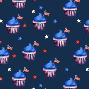 Flag Cupcakes with Stars // Nile Blue