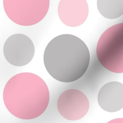 Pink Gray Grey Polka Dot Circle