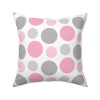 Pink Gray Grey Polka Dot Circle