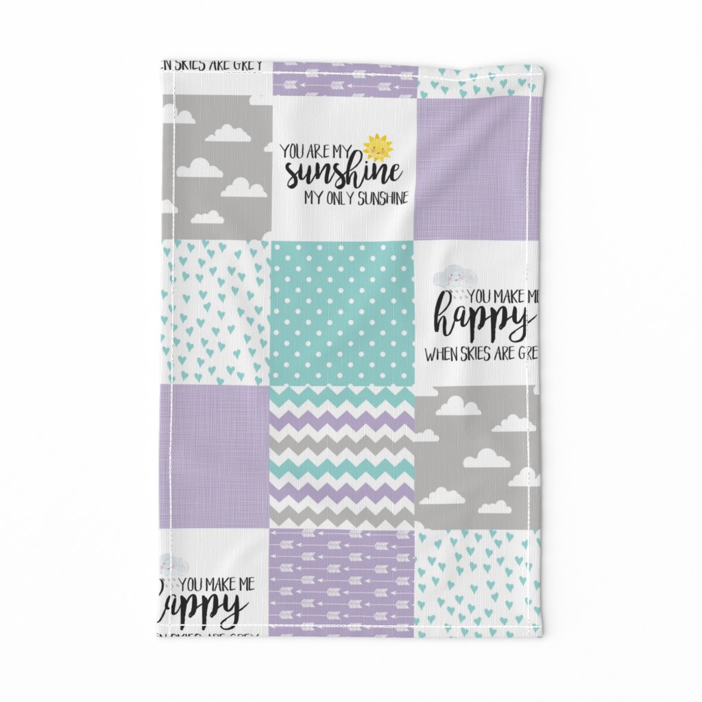 You are my sunshine//Lavender&Teal - Wholecloth Cheater Quilt