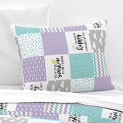 You are my sunshine//Lavender&Teal- Wholecloth Cheater Quilt - Rotated