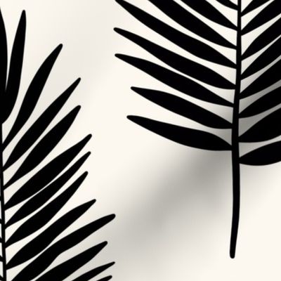 Leafy palms in black