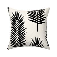 Leafy palms in black