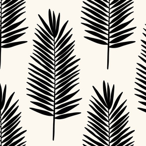 Leafy palms in black