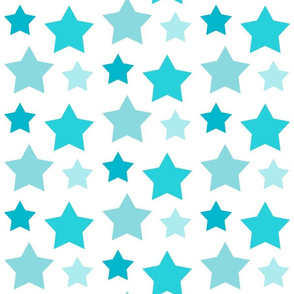 Stars Teal Aqua Turquoise Ombre