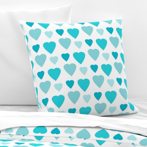 Hearts Teal Aqua Turquoise Ombre Fade