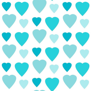 Hearts Teal Aqua Turquoise Ombre Fade