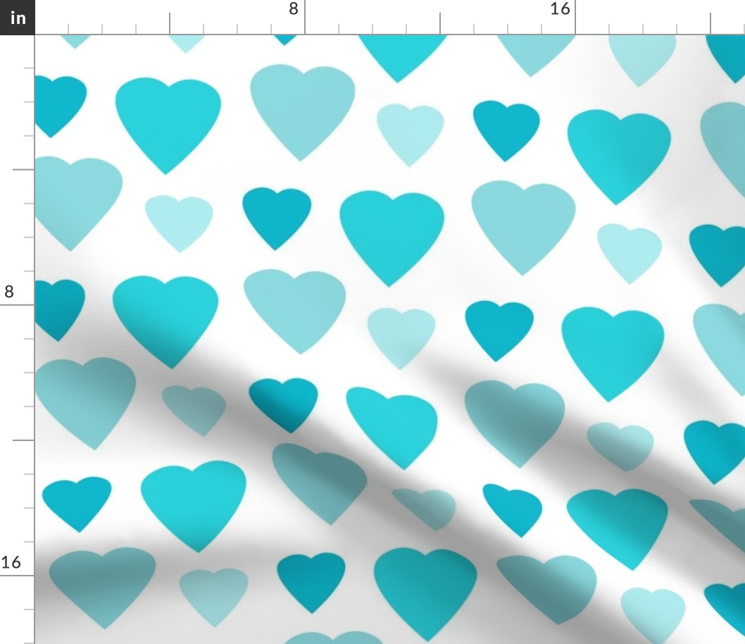 Hearts Teal Aqua Turquoise Ombre Fade