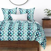 geometric graphic cross large  turquoise blue green