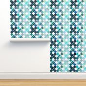 geometric graphic cross large  turquoise blue green