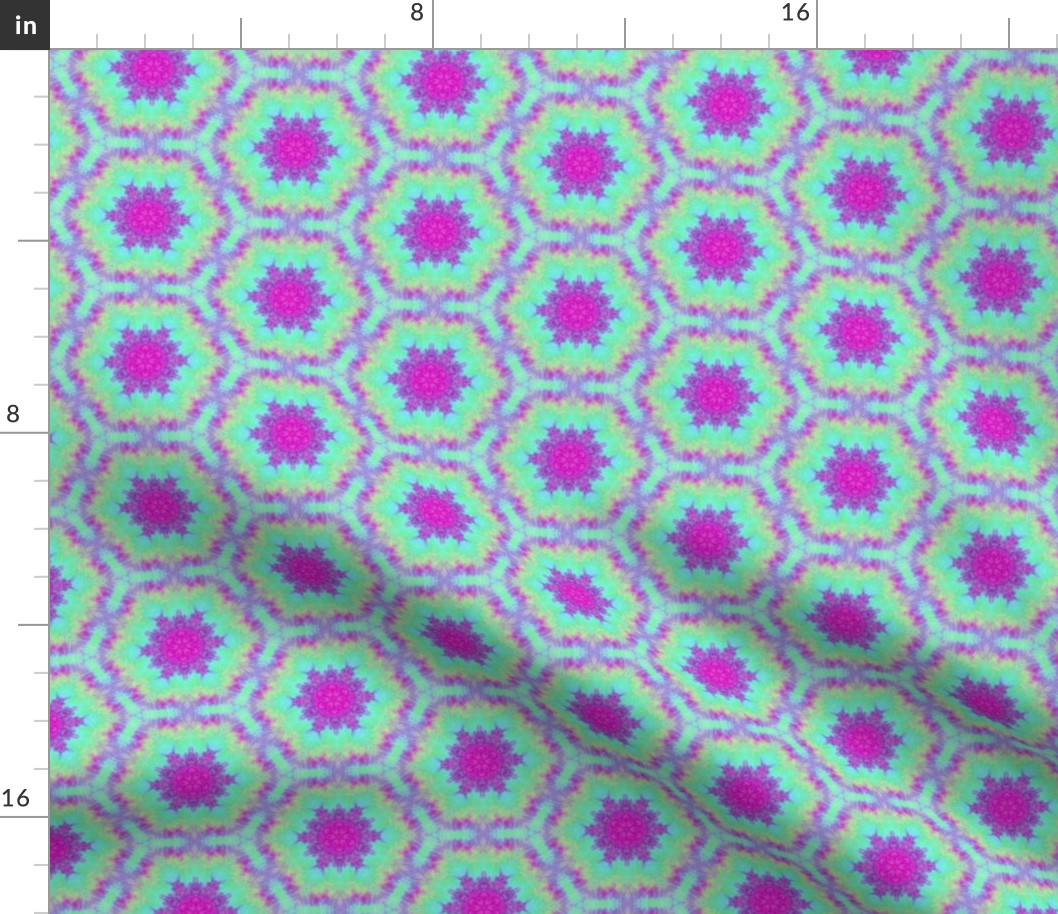 Hexagons Aqua Pink Tie Dye