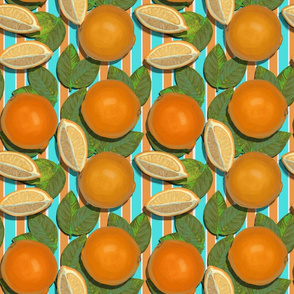 Oranges on Stripes//Retro Fruit Obsession//Kim Marshall