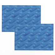 Sashiko waves on textured blue