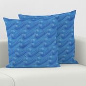 Sashiko waves on textured blue