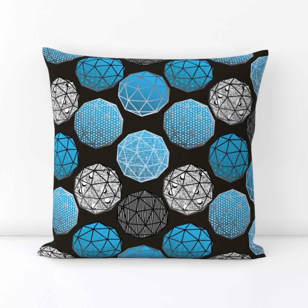 Blue Dot this Geodesic, fancy on dark gray by Su_G_©SuSchaefer