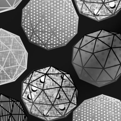 Grayscale Dot this Geodesic, fancy on dark gray by Su_G_©SuSchaefer