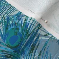 Peacock Blue Tail Feather Plume Teal Bird Feathers in Shades of Blue