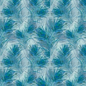 Peacock Blue Tail Feather Plume Teal Bird Feathers in Shades of Blue
