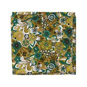 Retro Moody Florals-Green and Mustard