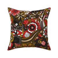 Retro Moody Florals-Red and Mustard