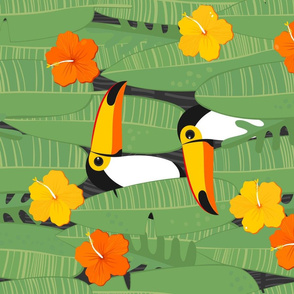 Bohemian Paradise. Toucans with flowers. Panel