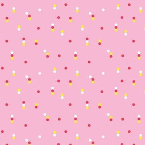 Minimal disco dots rain drops confetti nineties revival retro geometric print pink yellow summer