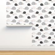 Scandinavian sweet hedgehog illustration for kids gender neutral black and white 4inch