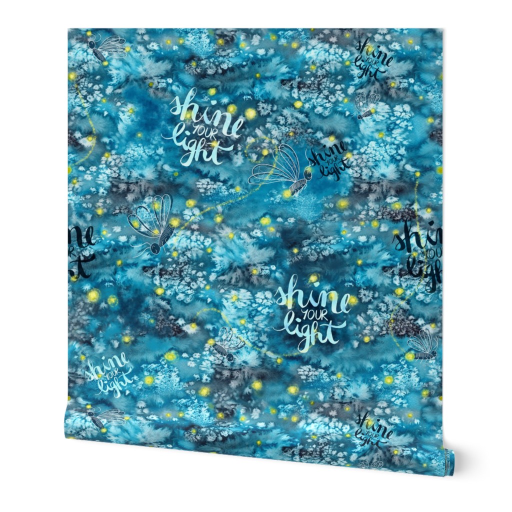 Shine your light affirmation watercolor fireflies