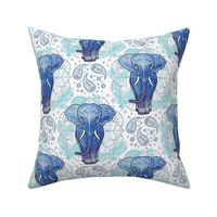 mandala indian elephant mint blue