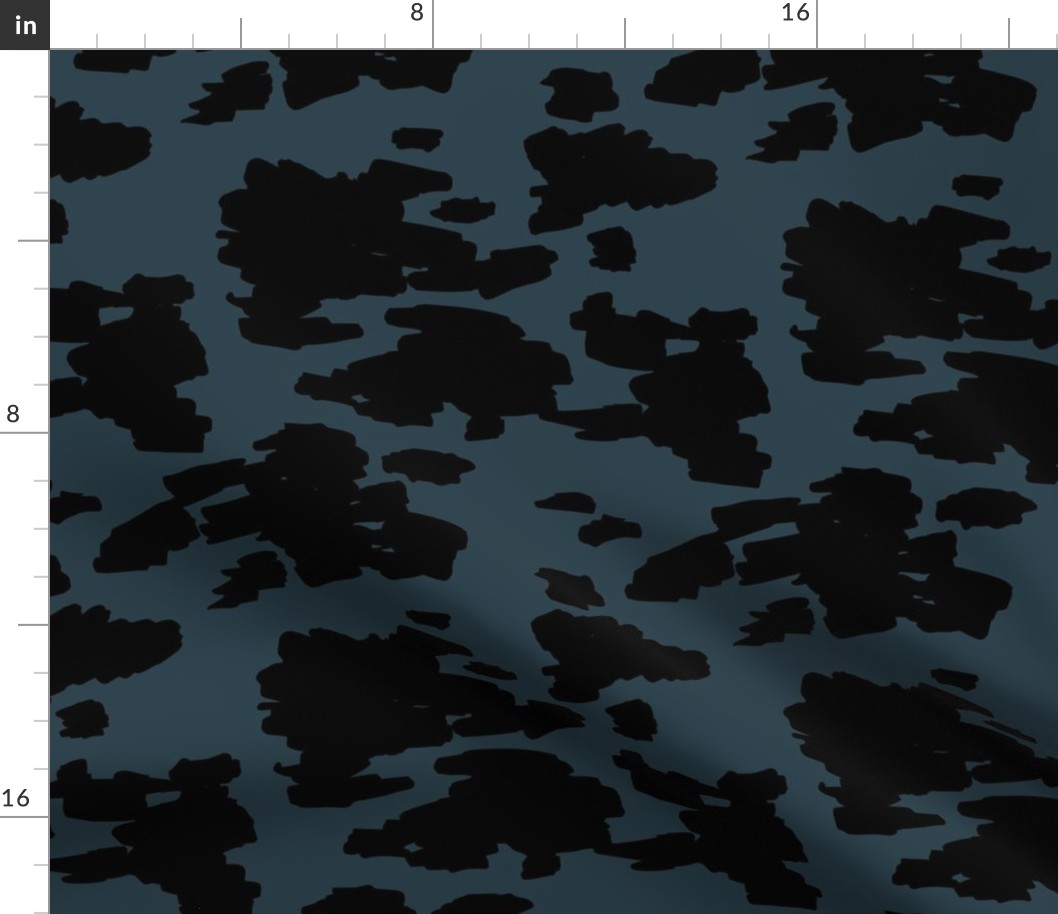 Minimal love animal skin cow spots camouflage army fur winter night blue black