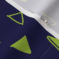 Tumbling Triangles - lime on navy 