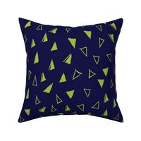 Tumbling Triangles - lime on navy 