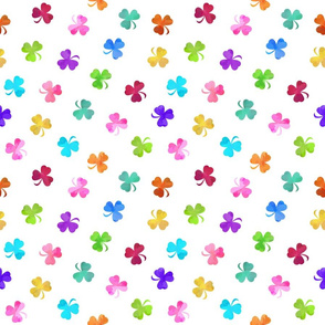 Watercolor Shamrocks Small White