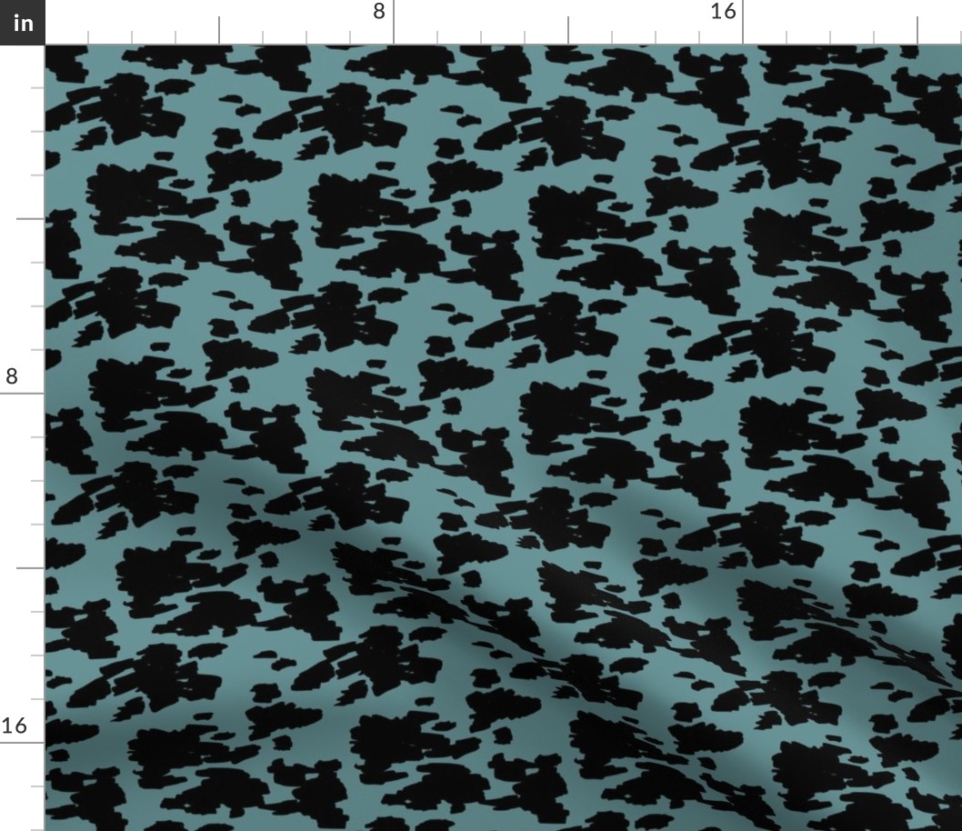 Minimal love animal skin cow spots camouflage army fur winter ice blue black SMALL