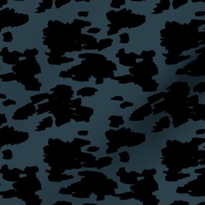 Minimal love animal skin cow spots camouflage army fur winter night blue black SMALL