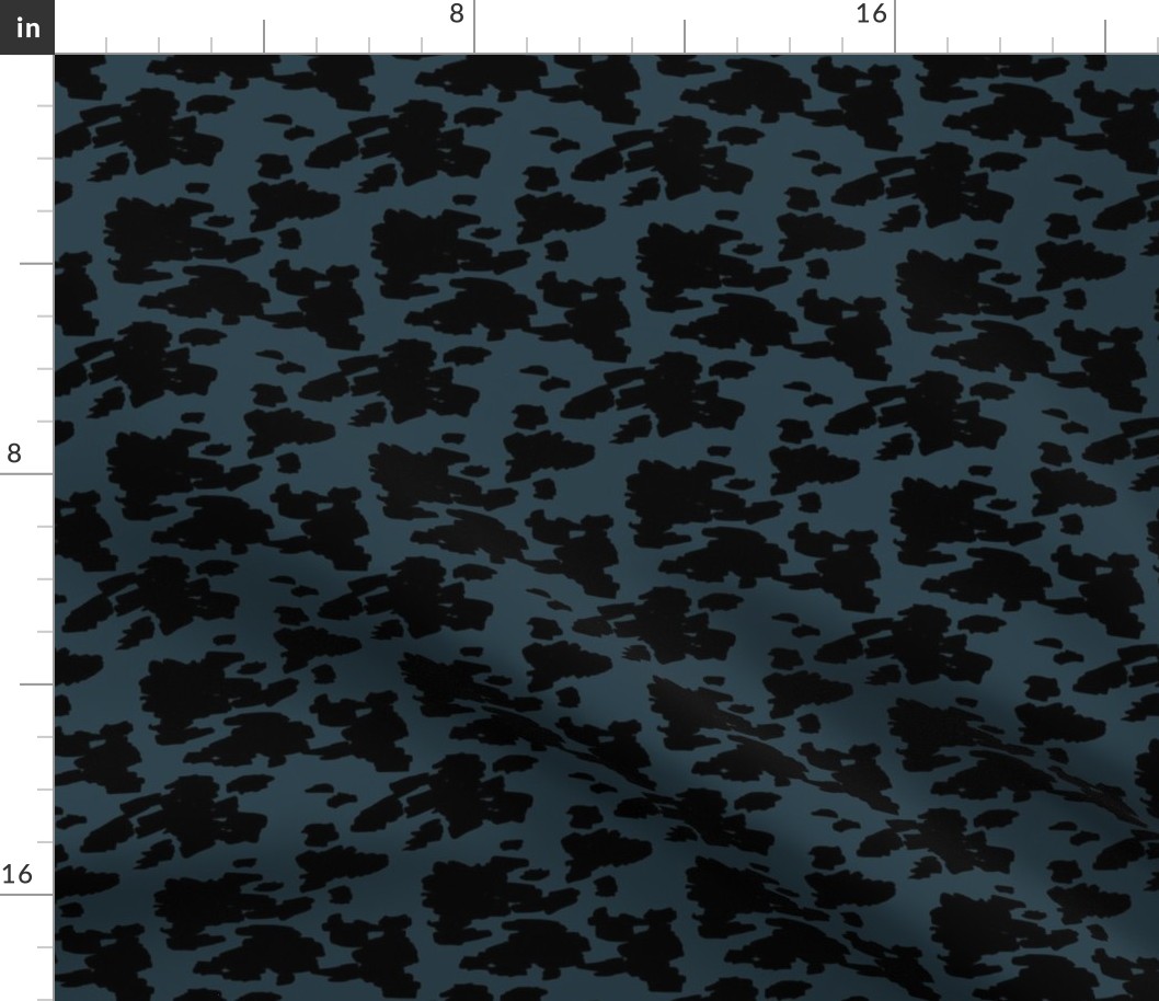 Minimal love animal skin cow spots camouflage army fur winter night blue black SMALL