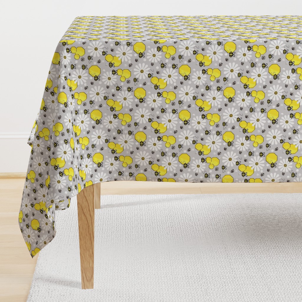 Honeycomb Dimension / Bees -  grey / yellow