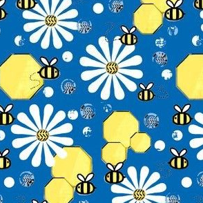 Honeycomb Dimension / Bees -  Blue & Yellow  