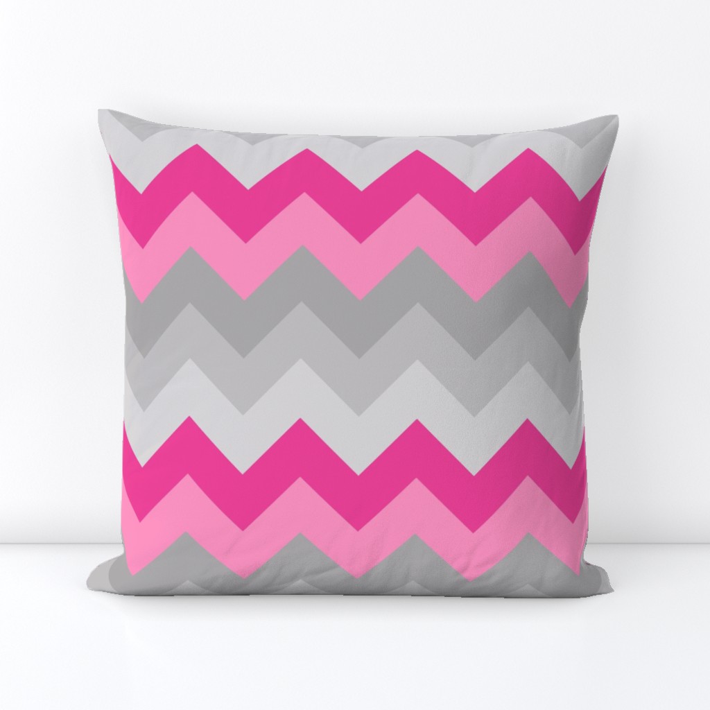 Hot Pink Gray Grey Chevron Ombre Fade