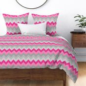 Hot Pink Gray Grey Chevron Ombre Fade