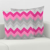 Hot Pink Gray Grey Chevron Ombre Fade