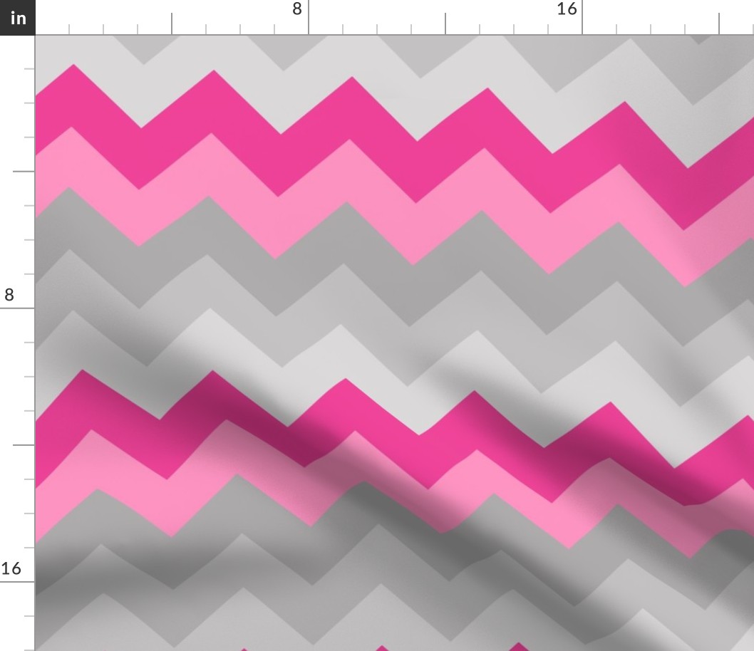 Hot Pink Gray Grey Chevron Ombre Fade