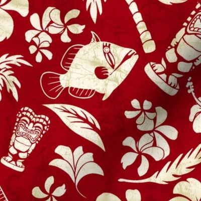 Hawaiian Tiki Beach Tropical- Red