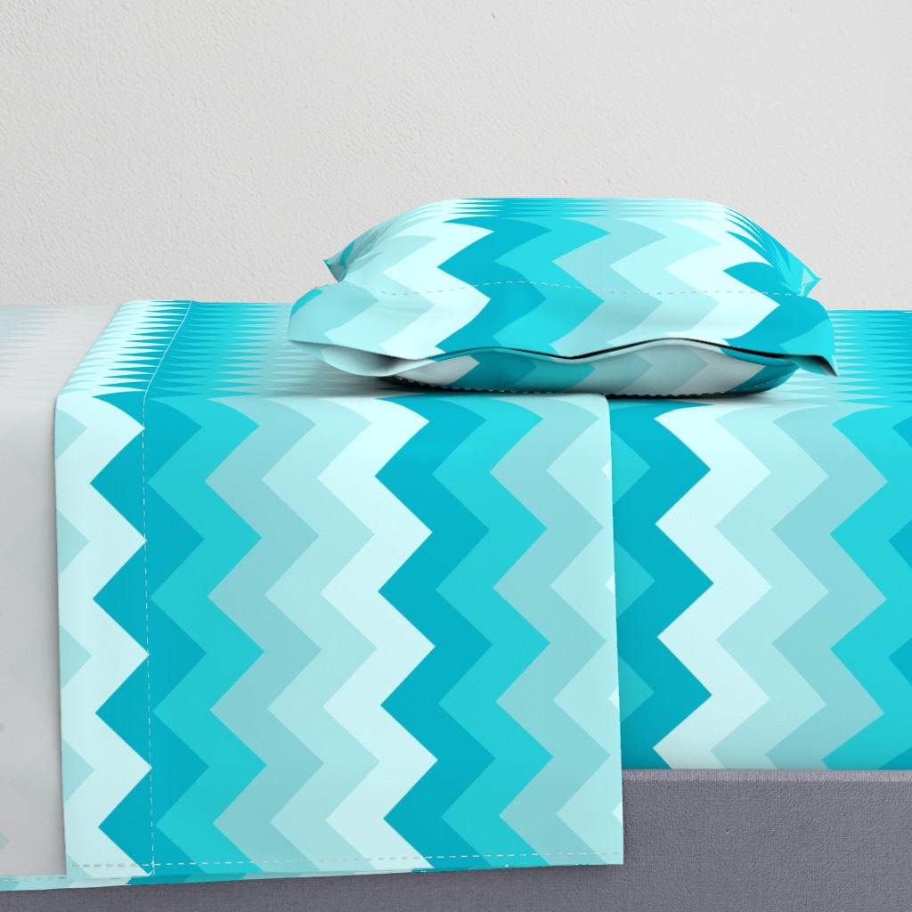 Turquoise Teal Aqua Blue Chevron Ombre Fade